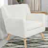 Fauteuil scandinave en tissu bouclette blanc