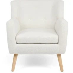 Fauteuil scandinave en tissu bouclette blanc