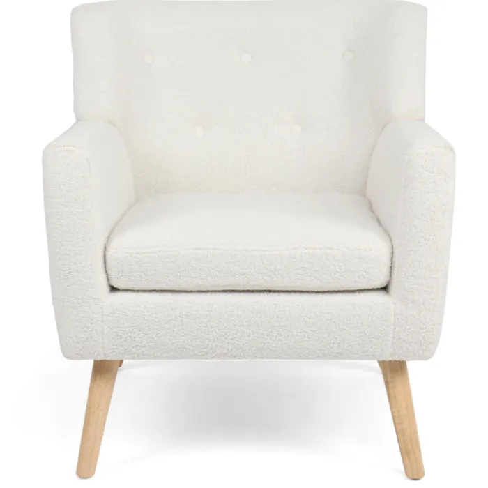 Fauteuil scandinave en tissu bouclette blanc