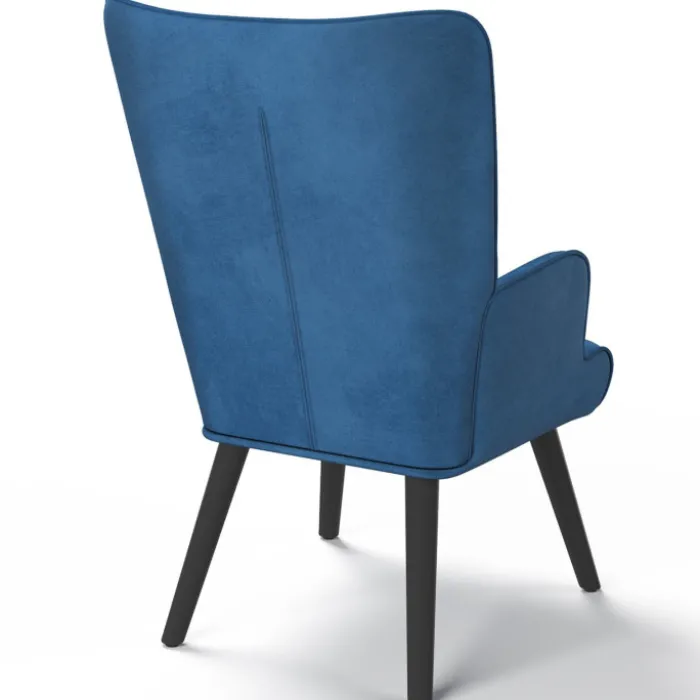 Fauteuil scandinave en velours bleu
