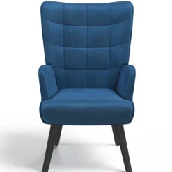 Fauteuil scandinave en velours bleu