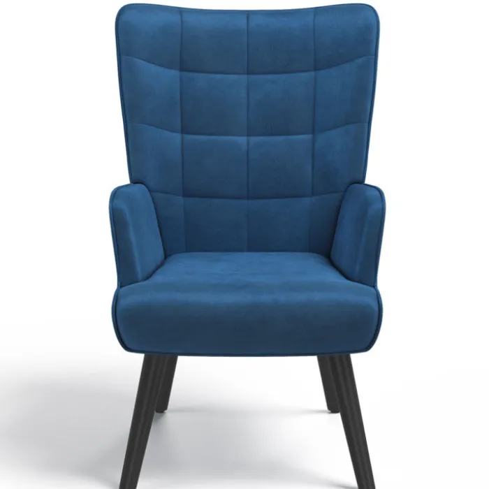 Fauteuil scandinave en velours bleu