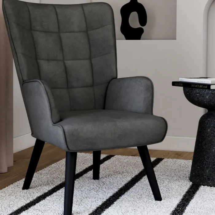 Fauteuil scandinave en velours gris
