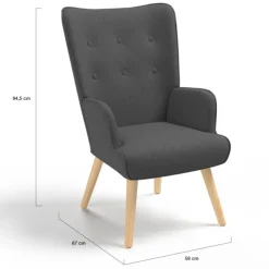 Fauteuil scandinave gris anthracite IVAR