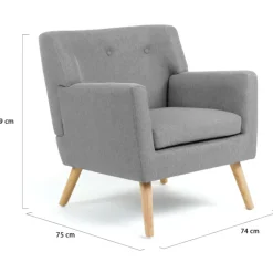 Fauteuil scandinave gris chiné