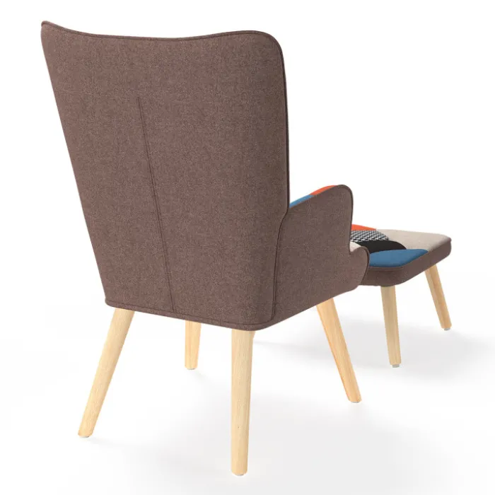 Fauteuil scandinave multicolore avec repose pieds
