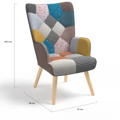 Fauteuil scandinave multicolore avec repose pieds