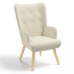 Fauteuil scandinave tissu beige