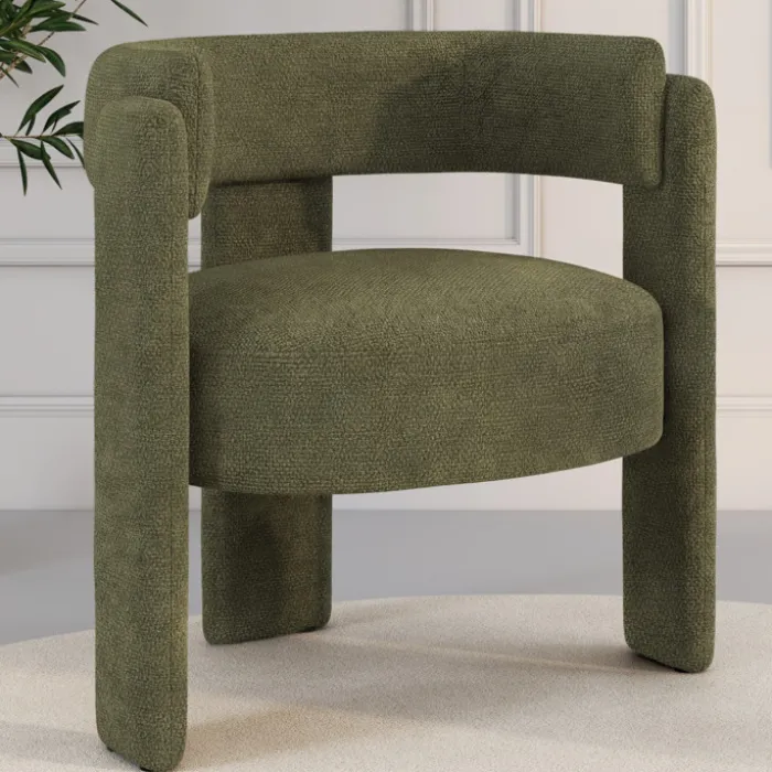 Fauteuil tripode tissu chenille vert