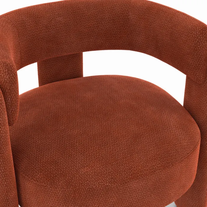 Fauteuil tripode tissu chenille terracotta