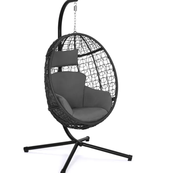 Fauteuil œuf suspendu avec coussins gris