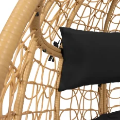 Fauteuil œuf suspendu effet rotin avec coussins noir