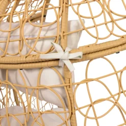 Fauteuil œuf suspendu effet rotin avec coussins écru