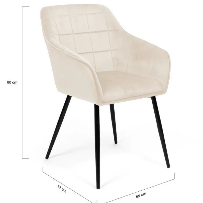 Fauteuils de table en velours beige