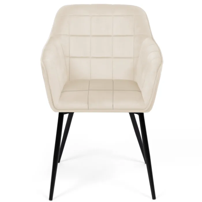 Fauteuils de table en velours beige