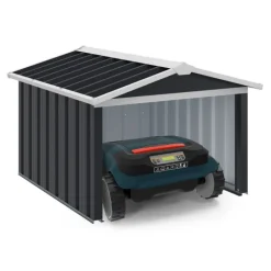 Garage pour robot tondeuse en métal gris anthracite