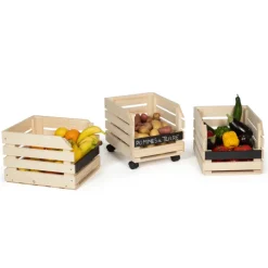 Garde-manger empilable en bois à roulettes