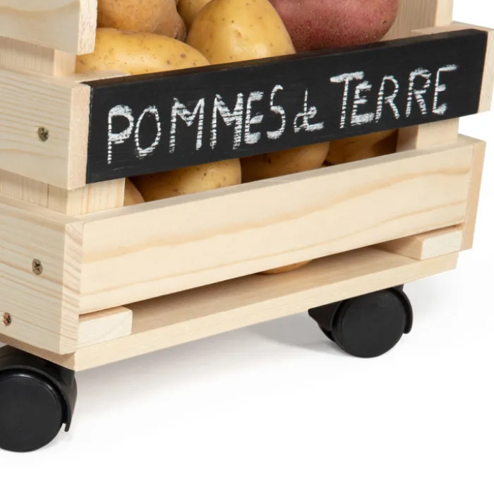 Garde-manger empilable en bois à roulettes