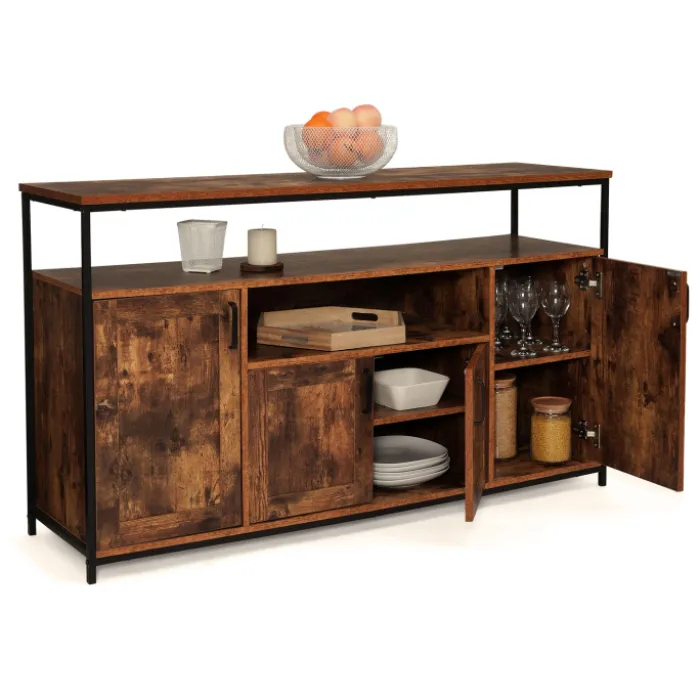 Grand buffet industriel effet bois vieilli