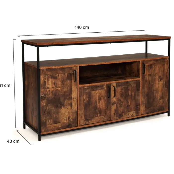 Grand buffet industriel effet bois vieilli