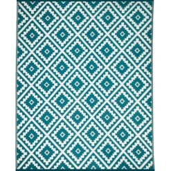 Grand tapis bleu canard pour terrasse et extérieur