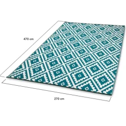 Grand tapis bleu canard pour terrasse et extérieur