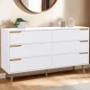 Grande commode blanche scandinave avec 6 tiroirs