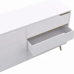 Grande commode blanche scandinave avec 6 tiroirs