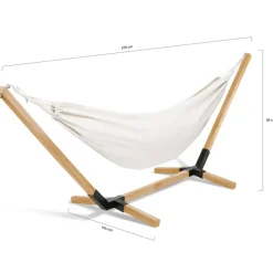 Hamac coloris écru en toile avec support bois