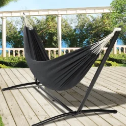 Hamac gris anthracite avec support métal