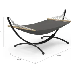 Hamac XL avec support métal noir et toile gris anthracite