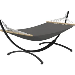 Hamac XL avec support métal noir et toile gris anthracite