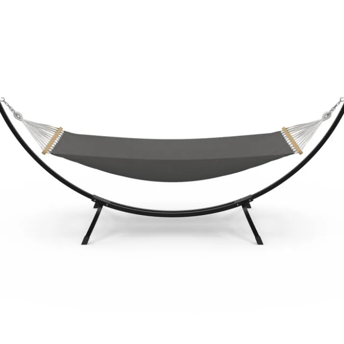Hamac XL avec support métal noir et toile gris anthracite