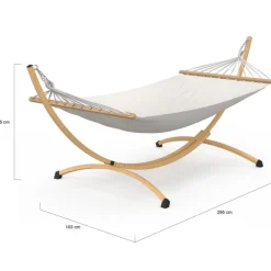 Hamac XL avec support métal effet bois et toile écrue