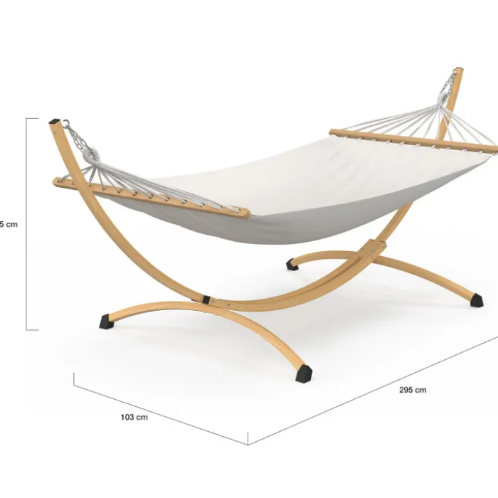 Hamac XL avec support métal effet bois et toile écrue