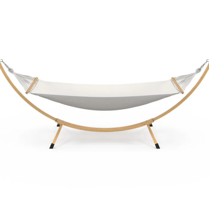 Hamac XL avec support métal effet bois et toile écrue