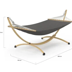 Hamac XL avec support métal effet bois et toile grise