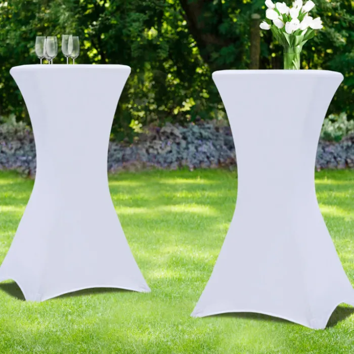 Housses blanches pour table haute de réception