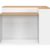 Ilot central 130 cm 2 personnes double plateau bois blanc avec plan de travail façon hêtre
