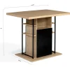 Ilot central avec tabourets bois noir et imitation hêtre 110 cm design industriel