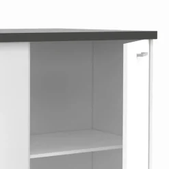 Ilot central bois blanc plan de travail gris anthracite