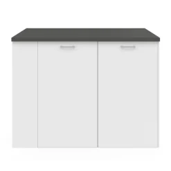 Ilot central bois blanc plan de travail gris anthracite