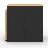 Ilot central bois et noir avec table à manger extensible