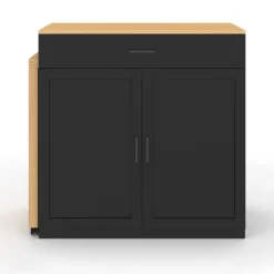 Ilot central bois et noir avec table à manger extensible