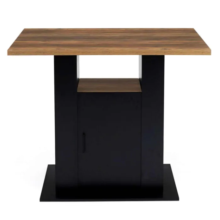 Ilot central bois noir et effet bois foncé 110 cm avec rangements