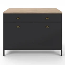 Ilot central cuisine bois et noir 120 cm