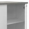Ilot central de cuisine bois blanc et effet béton