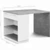 Ilot central effet béton et blanc 130 cm pour 4 personnes
