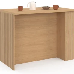Ilot central JULIETTE 120 cm effet lattes tasseau de bois