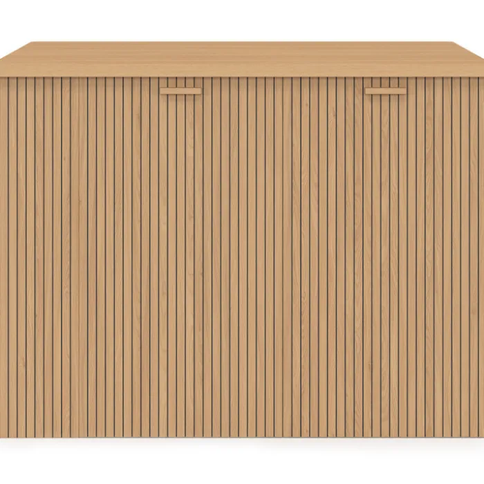 Ilot central JULIETTE 120 cm effet lattes tasseau de bois